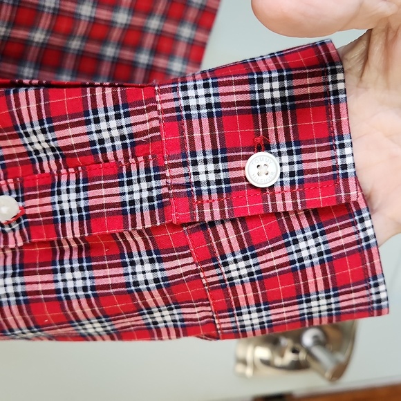 Tommy Hilfiger, Women's, Sz 10, Red, Black, White, Navy Plaid Blouse - Picture 3 of 8
